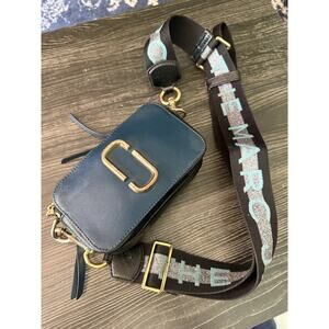 Marc Jacobs The Snapshot New Blue Sea Multi/Gold Cross Body Camera-Style Bag